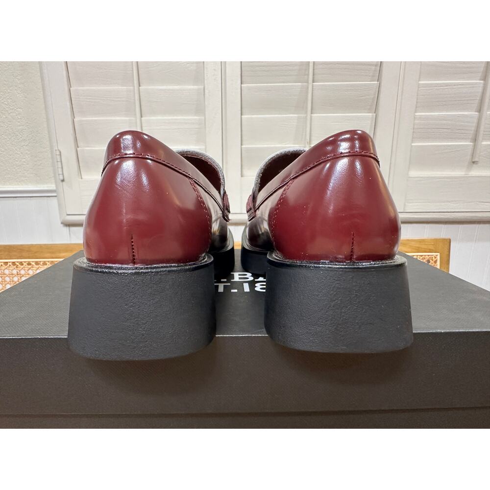 G.H.BASS & CO. Bowery Square Toe Penny Loafers Wine Combo Leather Size 5.5 NIB - Picture 11 of 15